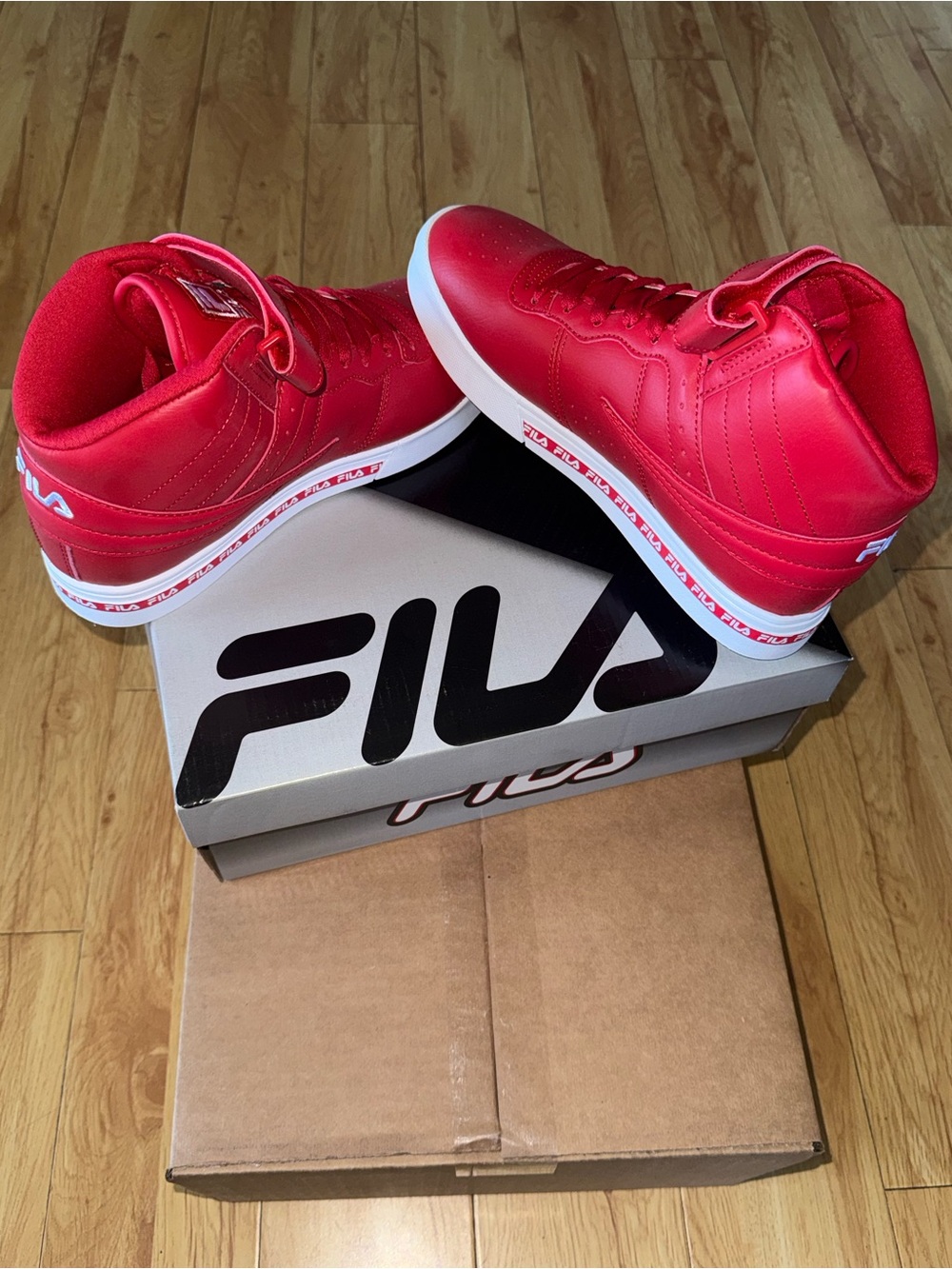 Fila Men’s Red High Top Sneakers with White Midsole